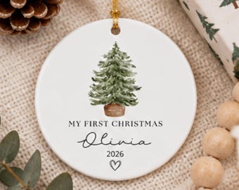 Custom Name Baby Ornament My First Christmas Keepsake Gift For New Parents Personalized Name And Date Baby Ornament New Mom Gift Holiday