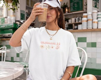 Comfort Colors Christian Floral Print Shirt Bible Verse T-Shirt Trendy Tshirt For Women Easter Church Tee Faith Gift For Her Woman Tee-Shirt