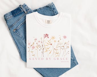Comfort Colors Faith Shirt Floral Print Tshirt For Her Gift Bible Verse Christian Tee