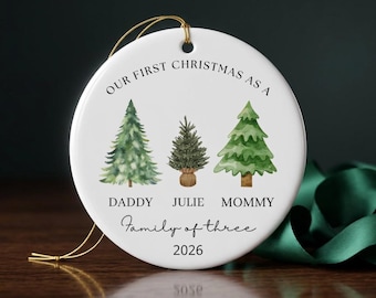 Personalized Christmas Family Ornament Family of 3 Christmas Keepsake Our First Christmas 2026 Gift For New Parents Custom Name Family Gift