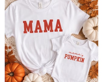 Mama and Mamas Pumpkin Matching Shirts Mommy and Me Fall Outfits Pumpkin Patch Shirts Matching Mom and Baby Thanksgiving Shirts Holiday Gift
