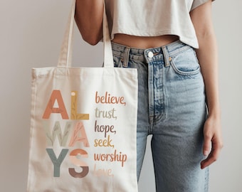 Christian Bible Study Tote Bag | Scripture Canvas Tote