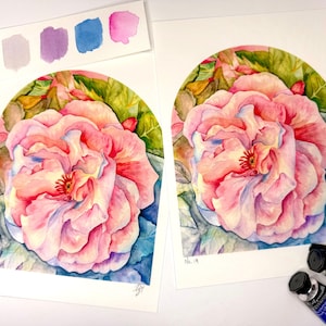 Floral Watercolor Art Print, Botanical Wall Art, Peony, Nature-Inspired, Home Decor, Fine Art, Gift for Plant Lovers, Varying Sizes