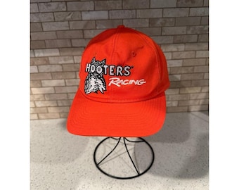 Vintage NASCAR Hooters Racing Snapback Hat Adjustable Black Orange EUC