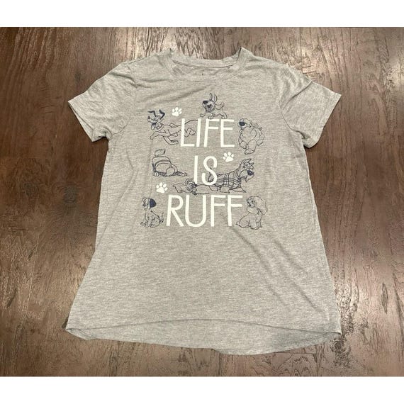 Disney Parks Disney Dogs "Life Is Ruff" T-Shirt Women's Gray EUC