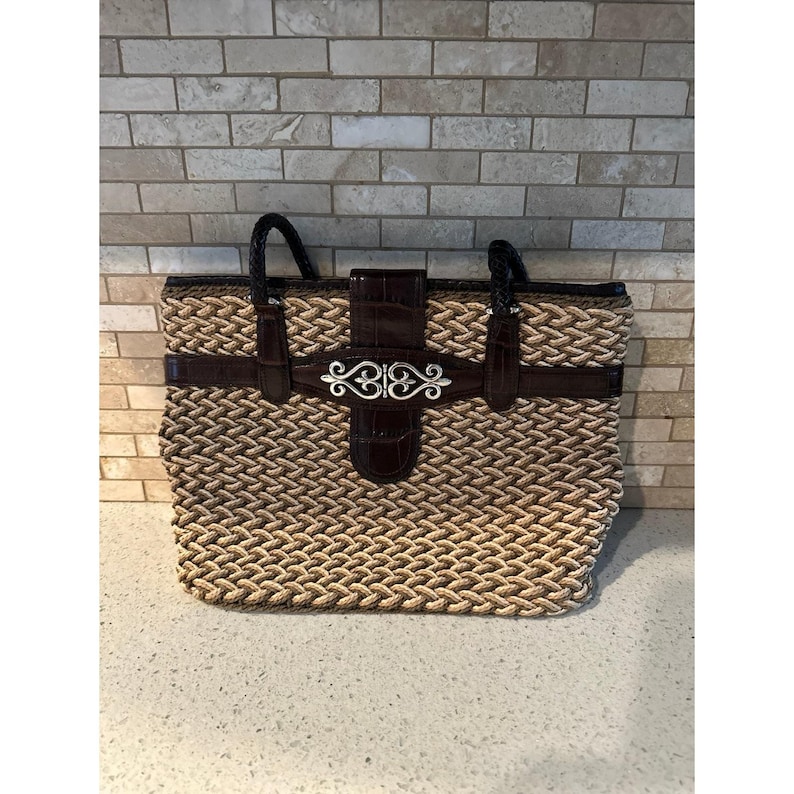 Bolso de paja Brighton Kora, bolso de mano de verano vintage imagen 1