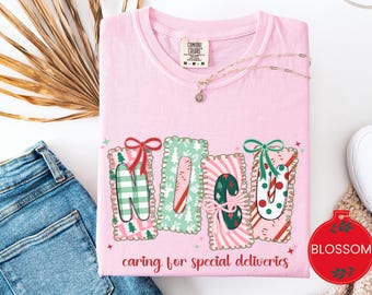 NICU Christmas Comfort Colors Shirt, Neonatal Nurse Holiday Tee
