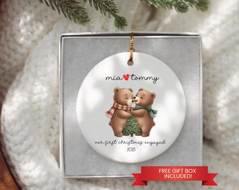 Personalized Our First Christmas Engaged Ornament, Wedding Keepsake