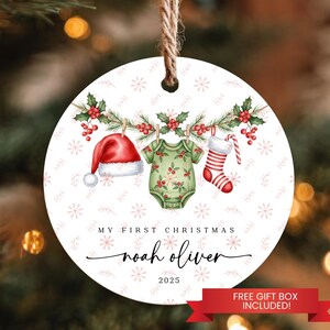 Baby First Christmas Ornament, Boys First Xmas Ornament with Baby Name, Personalized Baby Keepsake Ornament 2025