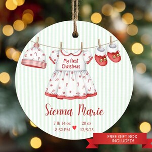 Personalized Baby Girl First Christmas Ornament, Keepsake Gift