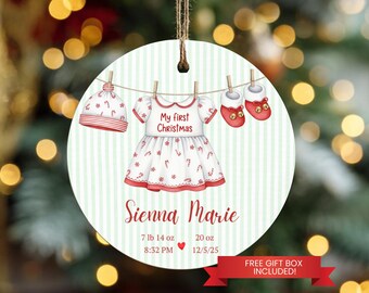Personalized Baby Girl First Christmas Ornament, Keepsake Gift