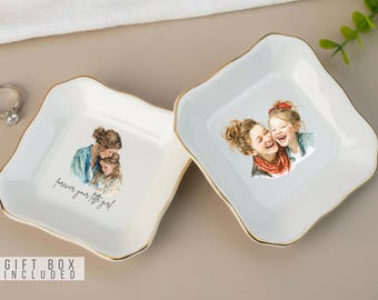 Personalized Photo Jewelry Dish, Custom Mom Gifts from Daughter, Mother Daughter Gift, Mother Day Dish, Mothers Day Gift