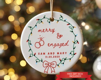 Personalized Engagement Christmas Ornament, First Christmas Engaged, Custom Keepsake
