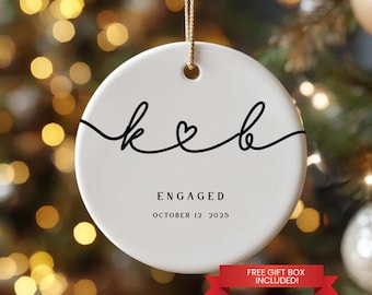 Personalized Engagement Ornament, Custom Initials & Date Keepsake