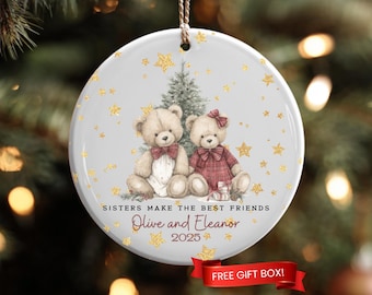 Big Sister Little Sister Ornament, First Christmas as Big Sister Christmas Ornament 2025, New sister keepsake, Siblings Ornament