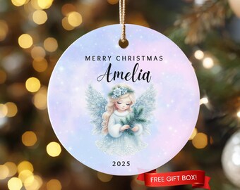 Personalized Angel Christmas Ornament, Custom Name Keepsake