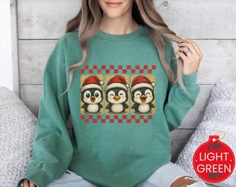 Comfort Colors Penguin Sweatshirt for Women, Penguin Christmas Shirt, Penguin Christmas Sweatshirt, Christmas Penguin Shirt