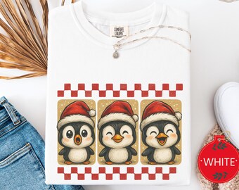 Comfort Colors Penguin Shirt for Women, Penguin Christmas Shirt, Pengin Christmas Sweatshirt, Christmas Penguin Shirt