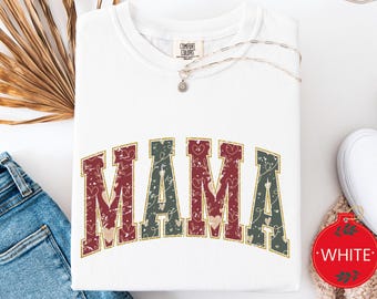 Comfort Colors Christmas Mama Shirt, Retro Holiday Tee