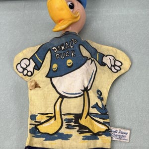 Vintage Donald Duck GUND Walt Disney Character Hand Puppet 1960s Rubber Head