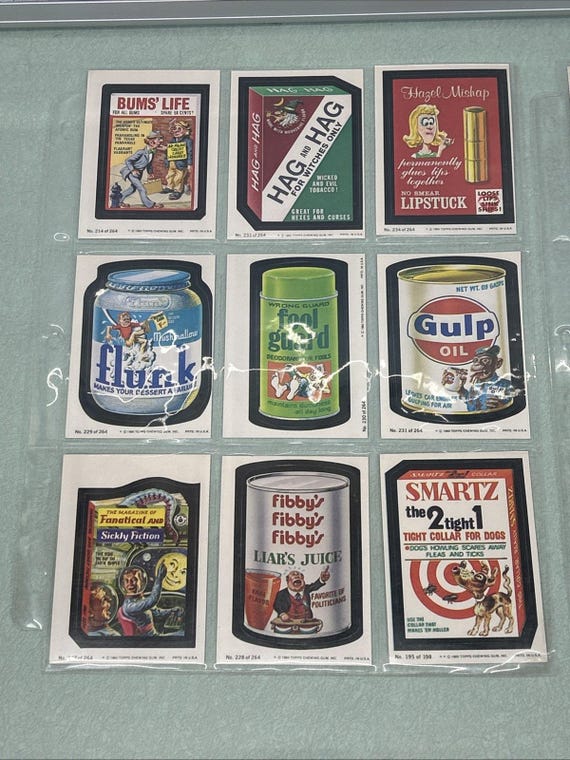 Vintage Topps Chewing Gum Wacky Packages Cards Funny Parodies Pepto Dismal RARE Vintage Topps Chewing Gum Wacky Packages Cards Funny Parodies Pepto Dismal RARE