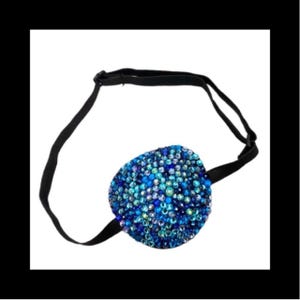 Blue Mix Crystal Adjustable Decorative Eye Patch