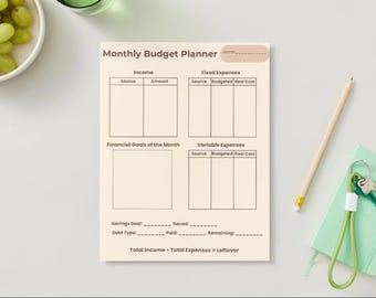 Monthly Budget Planner Printable