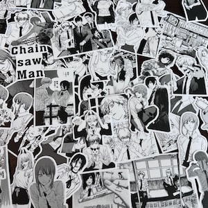 Adesivo de mangá CHAINSAW, diversos adesivos de mangá de anime à prova d'água para garrafa de água, laptop, caderno, capa de telefone, estampas de mangá de anime
