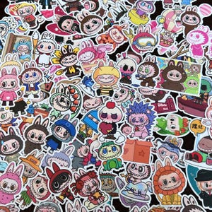 Labubu-sticker, 100 verschillende kawaii-dierenstickers voor waterfles, laptop, notitieboekje, telefoonhoesje en dagboek, schattige labubu-stickers