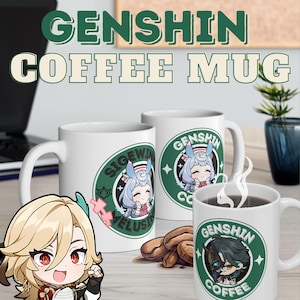 Genshin impact coffee mug, Starbuck inspired genshin impact character cups, Coffee mug of furina, Xiao, neuvillette, Xiao, wriothesley