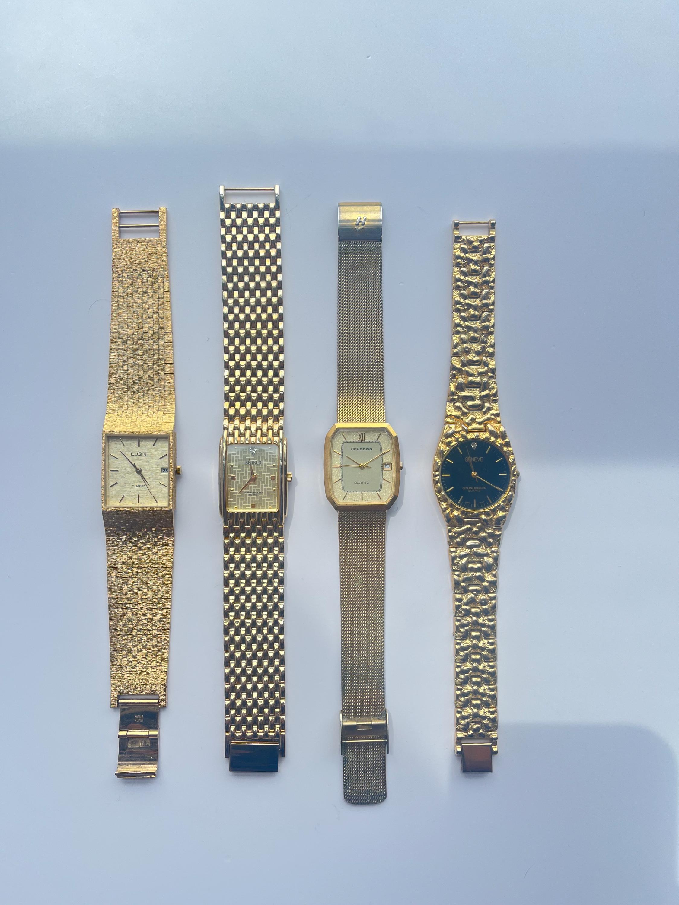 ELGIN 自動巻き時計 ホワイトダイヤル ゴールドベゼル（ELGIN 自動巻き 