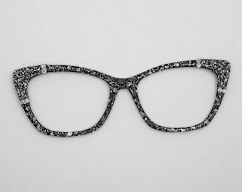 Magnetic Glasses topper premium 3d rhinestone with glitter - gray silver leopard