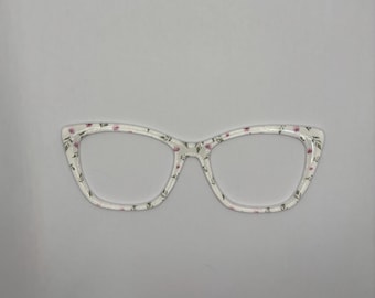 Magnetic Glasses topper white with pink flowers