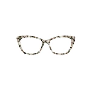 May include: Eyeglasses with a baseball pattern. The frames are white with a repeating pattern of baseballs, featuring red stitching. The lenses are clear, and the glasses have a cat-eye shape.