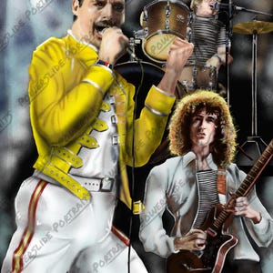 Freddie Mercury and Queen Rock Music Portrait Poster