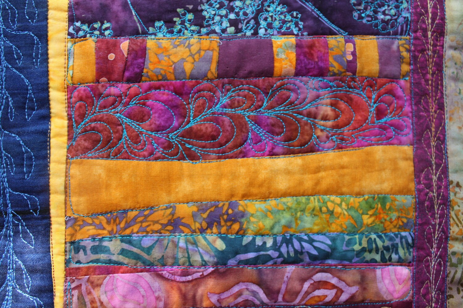 Abstract Art quilt free form quilting & wonky pieceing | Etsy