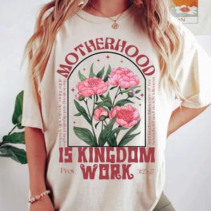 Retro Mom Comfort Colors Shirt, Motherhood Is Kingdom Work Shirt, Mothers Day Shirt, Christian Mom Gift, Religious Mom Tee,Mother Day Outfit