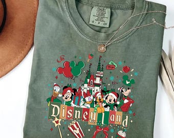 Retro Mickey And Friends Christmas Comfort Colors Shirt, Disneyland Shirt, Vintage Disneyland Christmas Shirt, Christmas Family Matching Tee