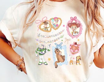 Retro Coquette Disney Toy Story Land To Infinity and Beyond Shirt, Toy Story Characters Comfort Colors Shirt, Disneyland Trip Shirt