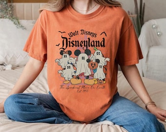 Retro Walt Disney's Disneyland Halloween Shirt, Mickey Ghost Comfort Colors Shirt, Mickey and Friends Halloween Shirt, Halloween Party Shirt