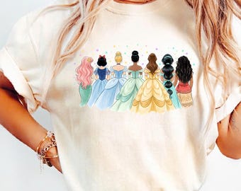 Comfort Colors Retro Disney Princess Shirt, Watercolor Princess Shirt, Disney Trip T-Shirt, Disney Princess, Disneyworld Princess Gift