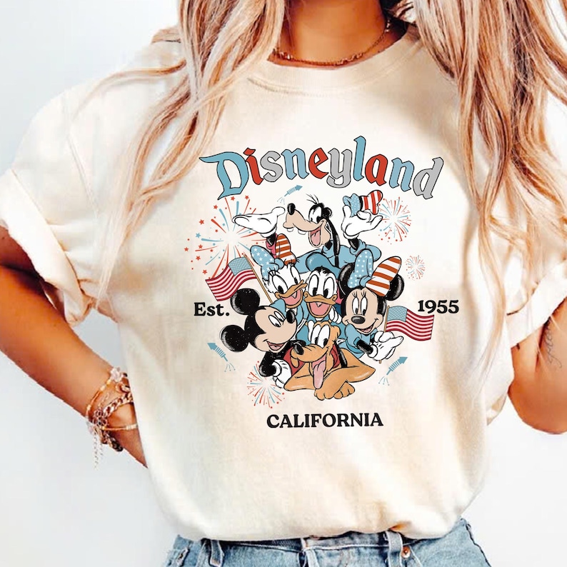 Retro Disneyland California Comfort Color Shirt, Disneyland Est 1955 Shirt, Mickey And Friends Shirt, Disney Vacation Tee, Walt Disney World image 1