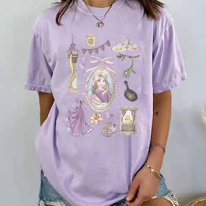 Retro Disney Tangled Rapunzel Floral Comfort Color Shirt, Disney Princess Rapunzel shirt, Lost Princess Tee, Magic Kingdom Shirt,Disney Trip