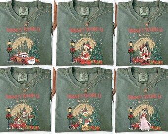 Comfort Colors Disneyworld Family Christmas Shirts, Disneyworld Characters Tee, Disney Christmas Matching Tee, Disney Florida Trip Holiday