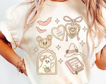 Comfort Color Disney Mickey Minnie Ghost Shirt, Spooky Season With Pumpkin Tee, Minnie Boo T-shirt Halloween Party Mickey Not So Scary Tee