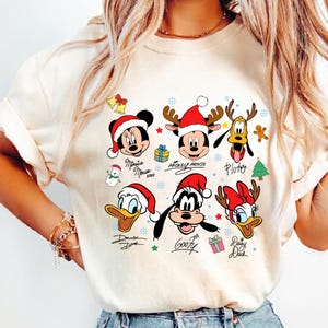Disney Retro Mickey and Friends Christmas Shirt, Mickey and Friends Signature Comfort Colors Shirt, Mickey&#39;s Very Merry Christmas Shirts
