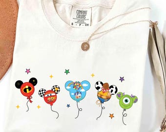 Retro Toy Story Balloons Shirt, Comfort Colors Disney Tee, Pixar Characters Family Vacation Gift, Vintage Disneyland Magic Kingdom Shirt