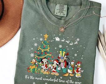 Comfort Colors® It's The Most Wonderful Time of The Year Disney Christmas Shirt,Cartoon Mickey and Friends Christmas Party 2025 Shirts