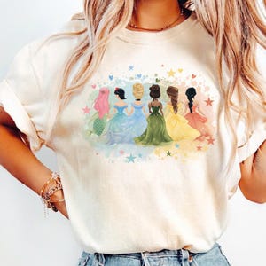 Retro Disney Princess Comfort Colors Shirt, Watercolor Princess Shirt, Disney Trip T-Shirt, Disney Princess, Disneyworld Princess Gift
