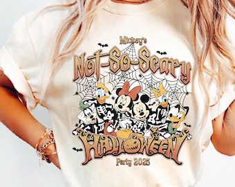 Vintage Mickey's Not So Scary Halloween Party 2025 Shirt, Mickey And Friends Halloween Comfort Colors Shirt, Disney Halloween Family Shirt